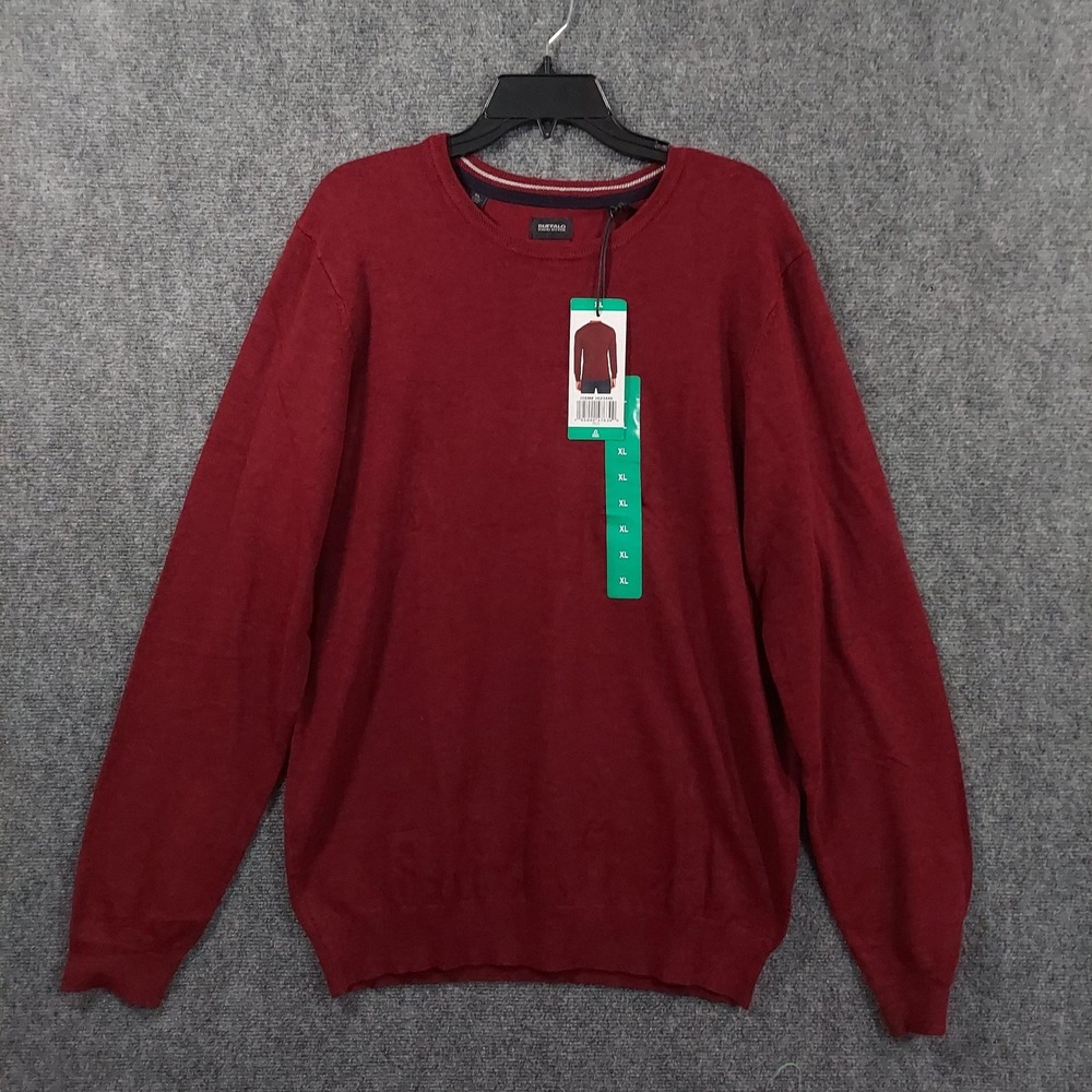 Buffalo David Bitton Sweater Mens XL Red Viscose Blend Long Sleeve Crewneck NWT